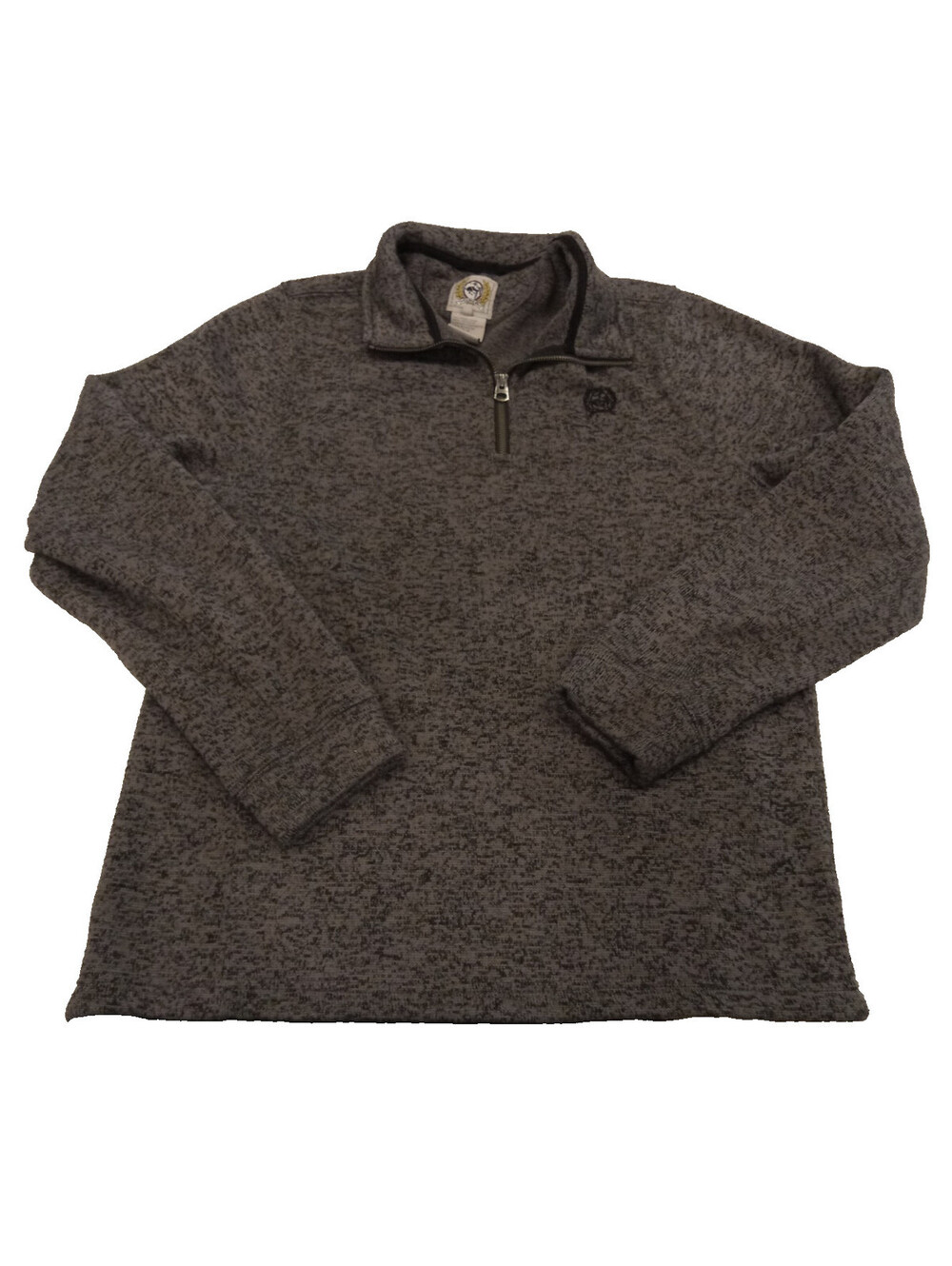Cinch Quarter Zip Pullover Mens Small S Gray Textured Fabric Embroidered Logo